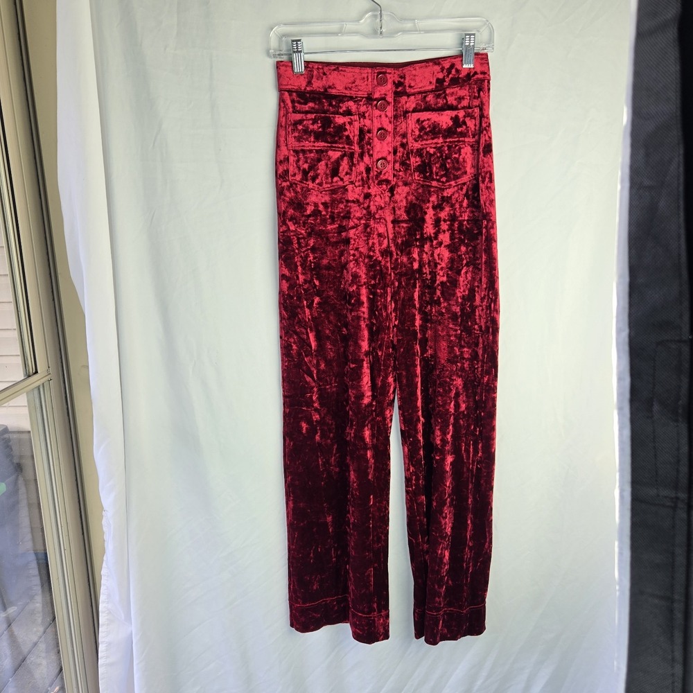 NEW Halara High Waisted Pockets Straight Leg Velvet Casual Pants Lipstick Red M